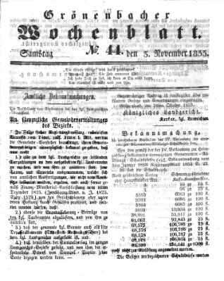 Grönenbacher Wochenblatt Samstag 3. November 1855