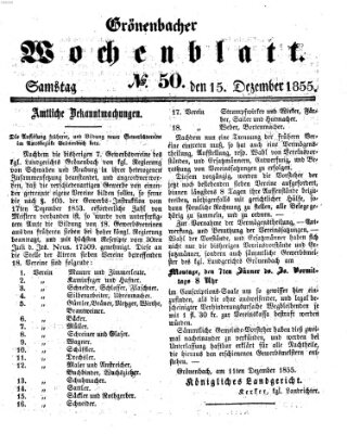 Grönenbacher Wochenblatt Samstag 15. Dezember 1855