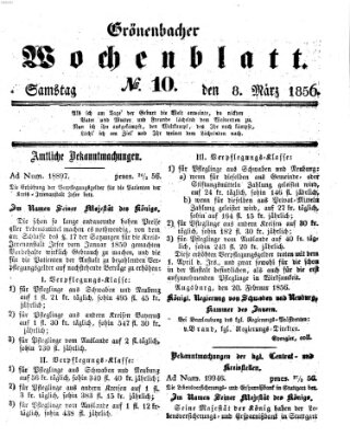 Grönenbacher Wochenblatt Samstag 8. März 1856