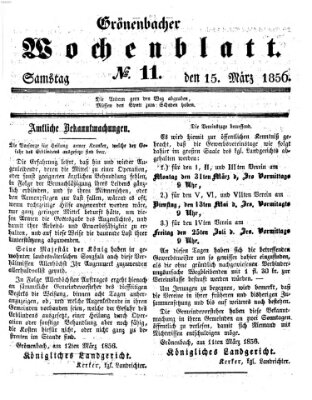 Grönenbacher Wochenblatt Samstag 15. März 1856