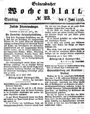 Grönenbacher Wochenblatt Samstag 7. Juni 1856