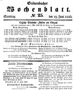 Grönenbacher Wochenblatt Donnerstag 19. Juni 1856