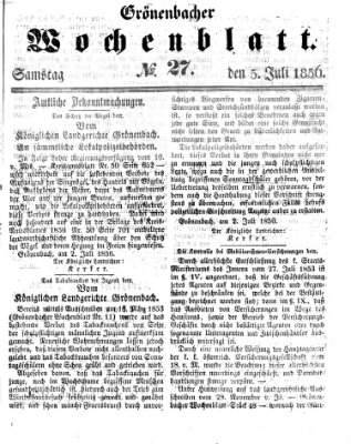 Grönenbacher Wochenblatt Samstag 5. Juli 1856