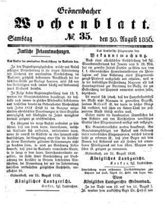 Grönenbacher Wochenblatt Samstag 30. August 1856