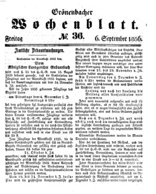 Grönenbacher Wochenblatt Samstag 6. September 1856