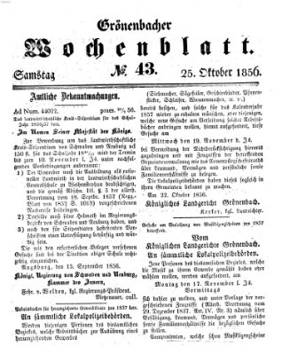 Grönenbacher Wochenblatt Samstag 25. Oktober 1856