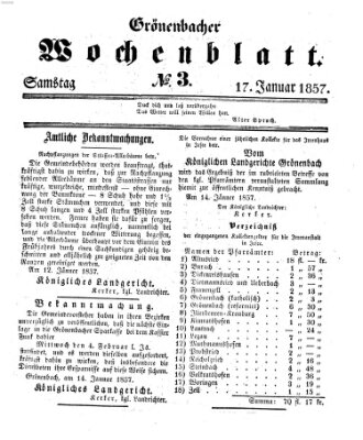 Grönenbacher Wochenblatt Samstag 17. Januar 1857