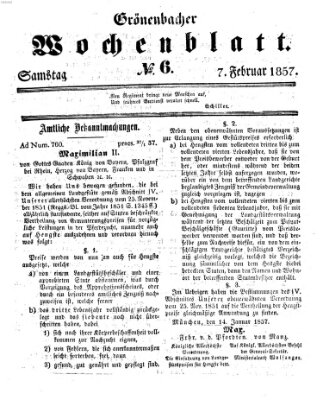 Grönenbacher Wochenblatt Samstag 7. Februar 1857
