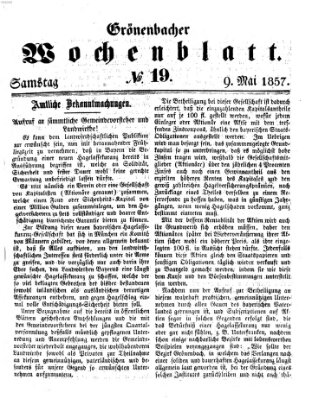 Grönenbacher Wochenblatt Samstag 9. Mai 1857