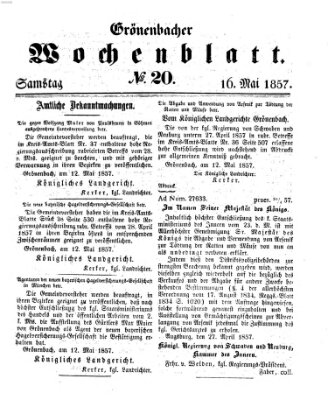 Grönenbacher Wochenblatt Samstag 16. Mai 1857