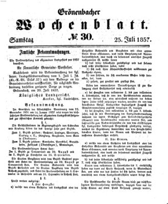 Grönenbacher Wochenblatt Samstag 25. Juli 1857