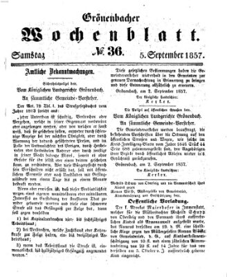 Grönenbacher Wochenblatt Samstag 5. September 1857