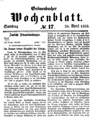 Grönenbacher Wochenblatt Samstag 24. April 1858