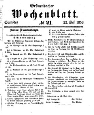 Grönenbacher Wochenblatt Samstag 22. Mai 1858