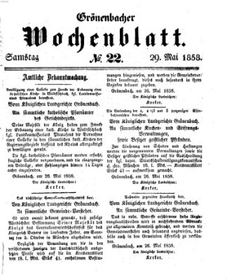 Grönenbacher Wochenblatt Samstag 29. Mai 1858