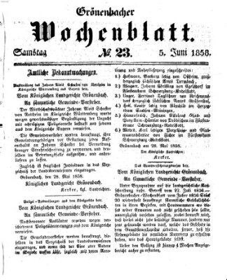 Grönenbacher Wochenblatt Samstag 5. Juni 1858