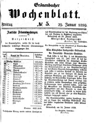 Grönenbacher Wochenblatt Samstag 29. Januar 1859