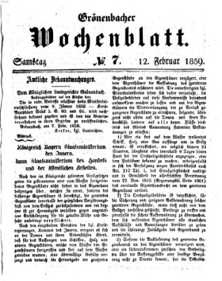 Grönenbacher Wochenblatt Samstag 12. Februar 1859