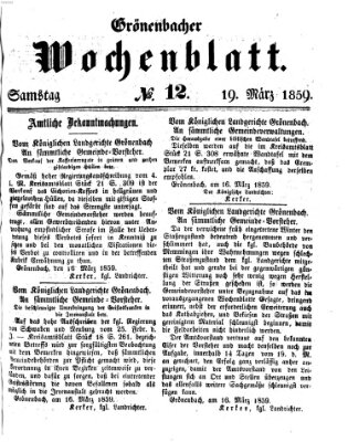 Grönenbacher Wochenblatt Samstag 19. März 1859