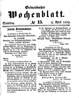 Grönenbacher Wochenblatt Samstag 9. April 1859