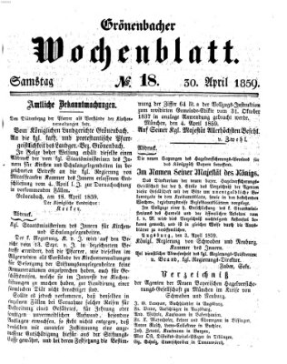 Grönenbacher Wochenblatt Samstag 30. April 1859