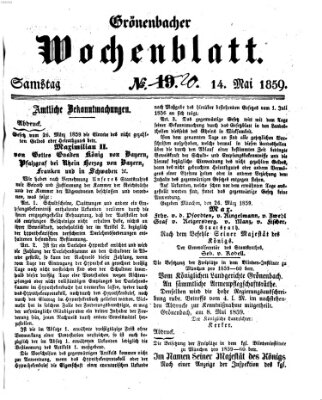 Grönenbacher Wochenblatt Samstag 14. Mai 1859