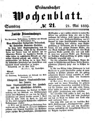 Grönenbacher Wochenblatt Samstag 21. Mai 1859