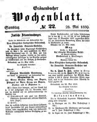 Grönenbacher Wochenblatt Samstag 28. Mai 1859