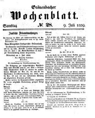 Grönenbacher Wochenblatt Samstag 9. Juli 1859