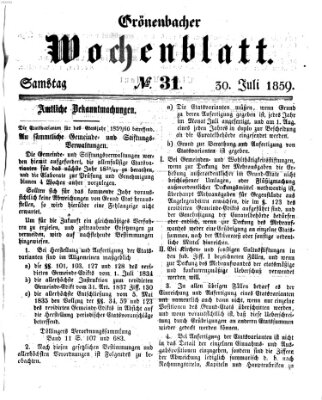 Grönenbacher Wochenblatt Samstag 30. Juli 1859