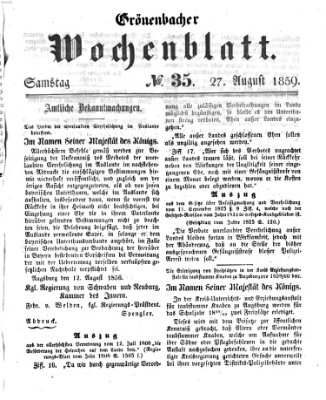 Grönenbacher Wochenblatt Samstag 27. August 1859