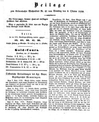 Grönenbacher Wochenblatt Sonntag 9. Oktober 1859