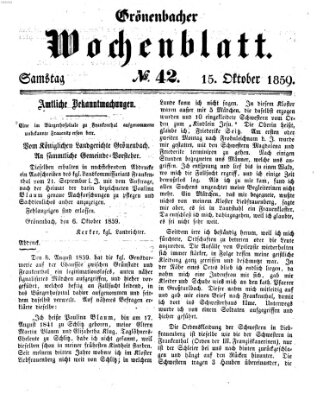 Grönenbacher Wochenblatt Samstag 15. Oktober 1859