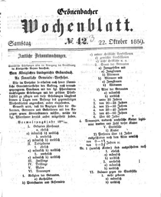 Grönenbacher Wochenblatt Samstag 22. Oktober 1859