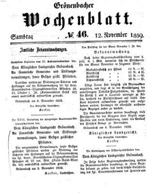 Grönenbacher Wochenblatt Samstag 12. November 1859