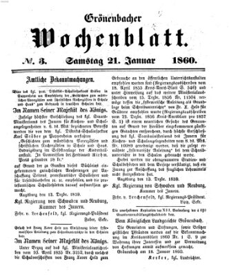 Grönenbacher Wochenblatt Samstag 21. Januar 1860