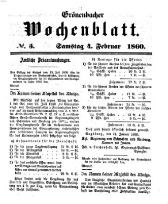 Grönenbacher Wochenblatt Samstag 4. Februar 1860