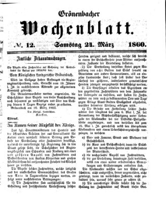 Grönenbacher Wochenblatt Samstag 24. März 1860