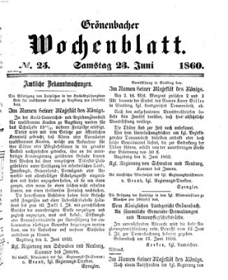 Grönenbacher Wochenblatt Samstag 23. Juni 1860