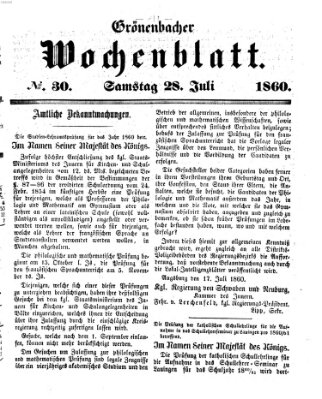 Grönenbacher Wochenblatt Samstag 28. Juli 1860