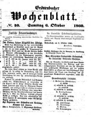 Grönenbacher Wochenblatt Samstag 6. Oktober 1860