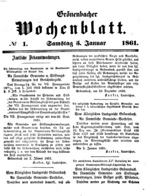 Grönenbacher Wochenblatt Samstag 5. Januar 1861