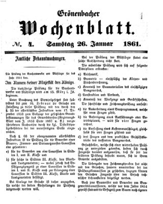 Grönenbacher Wochenblatt Samstag 26. Januar 1861