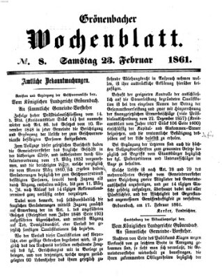 Grönenbacher Wochenblatt Samstag 23. Februar 1861