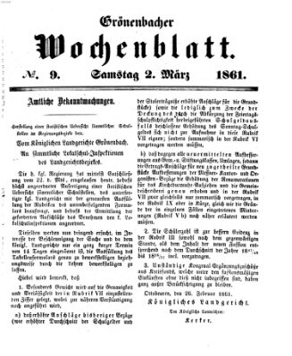 Grönenbacher Wochenblatt Samstag 2. März 1861