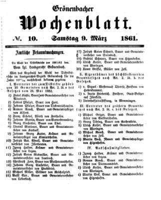 Grönenbacher Wochenblatt Samstag 9. März 1861