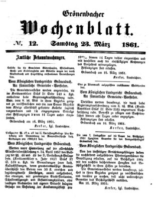 Grönenbacher Wochenblatt Samstag 23. März 1861