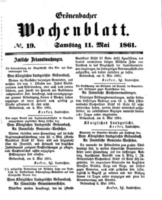 Grönenbacher Wochenblatt Samstag 11. Mai 1861