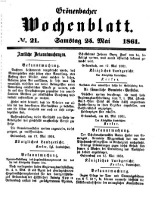 Grönenbacher Wochenblatt Samstag 25. Mai 1861