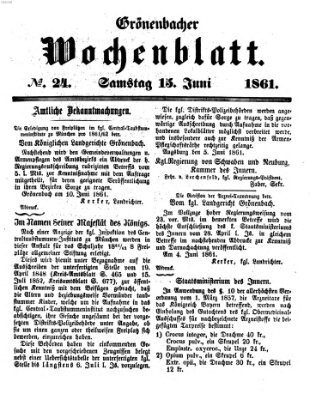 Grönenbacher Wochenblatt Samstag 15. Juni 1861